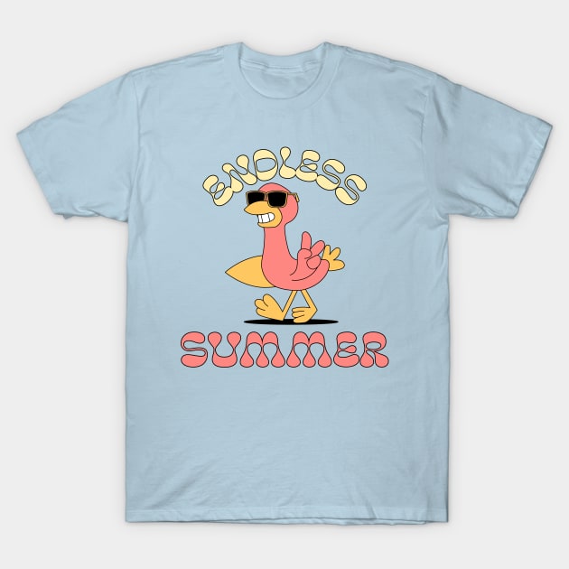 Endless Summer Flamingo Beach Vibes Vacay T-Shirt by Tip Top Tee's